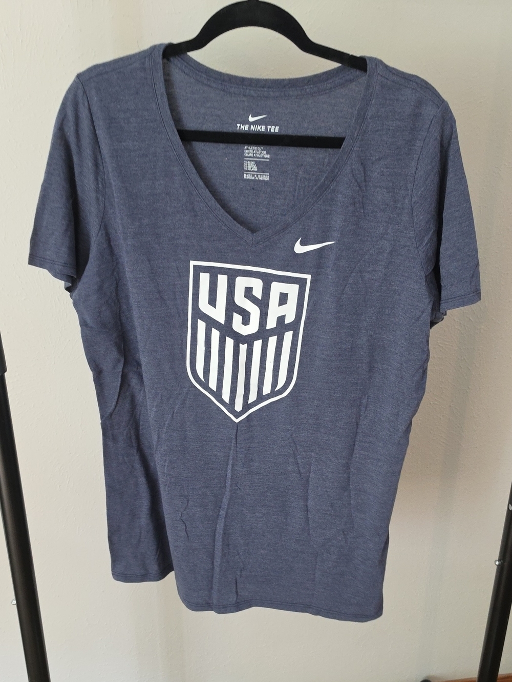 Nike Navy Heather USA V-Neck Tee XL
